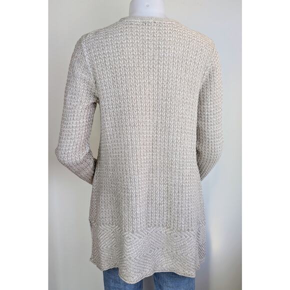 Eight Eight Eight Tunic Sweater Medium Beige Cotton Marled Mixed Knit Clean Girl - Picture 6 of 11